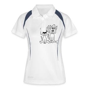 2 chiens amis assis mignon deux équipe équipage duo - Polo respirant Femme - blanc/marine - Devant