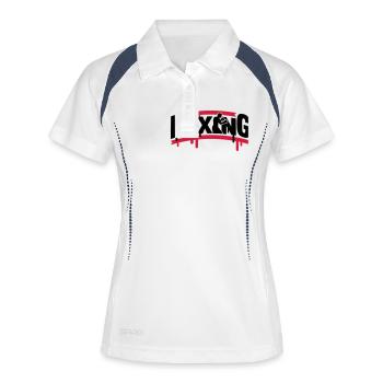 boxing_1_f2 - Frauen Polo atmungsaktiv - Weiß/Navy - Vorne