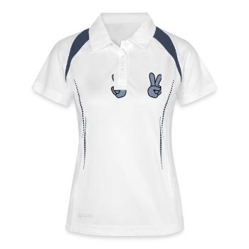2 Peace Hände - Frauen Polo atmungsaktiv - Weiß/Navy - Vorne