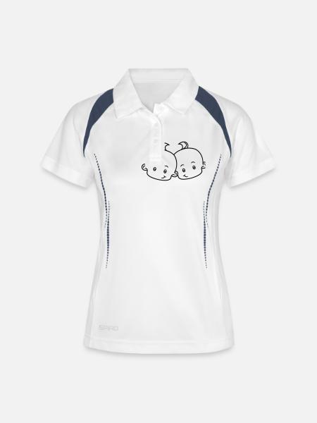 frère garçons 2 amis équipe couple frères et soeur - Polo respirant Femme - blanc/marine