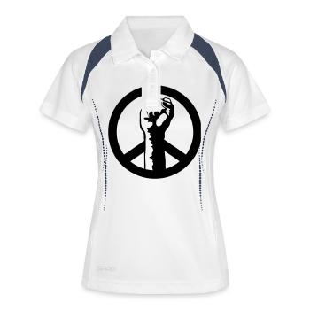 peace power - Polo respirant Femme - blanc/marine - Devant
