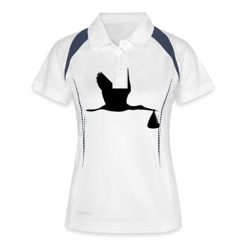 Storch - Baby - Frauen Polo atmungsaktiv - Weiß/Navy - Vorne