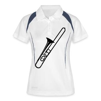 Posaune - Frauen Polo atmungsaktiv - Weiß/Navy - Vorne