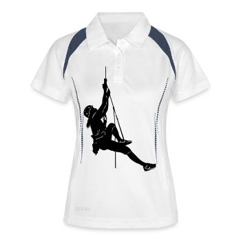 1000_rope_climbing_woman_ - Frauen Polo atmungsaktiv - Weiß/Navy - Vorne
