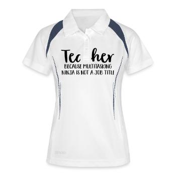 Lehrer - Frauen Polo atmungsaktiv - Weiß/Navy - Vorne