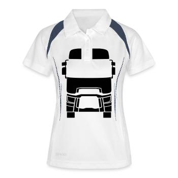Truck Front LKW Fahrerhaus vorn - Frauen Polo atmungsaktiv - Weiß/Navy - Vorne