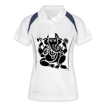 ganesha_aumkara_15x195 - Frauen Polo atmungsaktiv - Weiß/Navy - Vorne