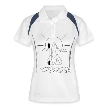 Kayak en eau vive en plein air - Polo respirant Femme - blanc/marine - Devant