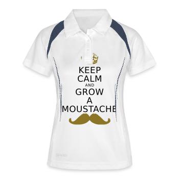 KEEP CALM AND GROW A MOUSTACHE - Frauen Polo atmungsaktiv - Weiß/Navy - Vorne