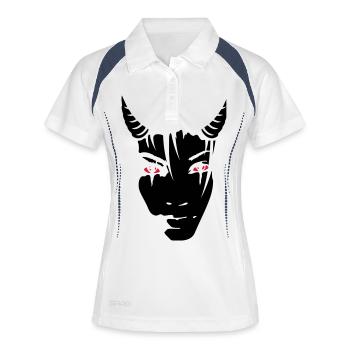 Devil girl - Frauen Polo atmungsaktiv - Weiß/Navy - Vorne