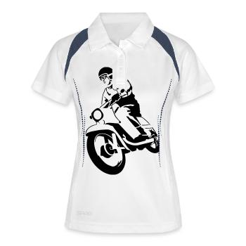 Schwalbe in Schräglage - Frauen Polo atmungsaktiv - Weiß/Navy - Vorne
