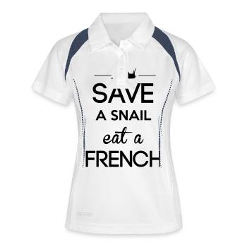 Save a snail eat a French - Polo respirant Femme - blanc/marine - Devant