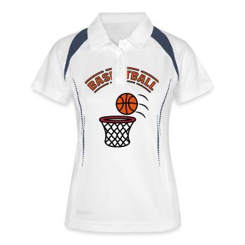 Panier de basket jeu - Polo respirant Femme - blanc/marine - Devant