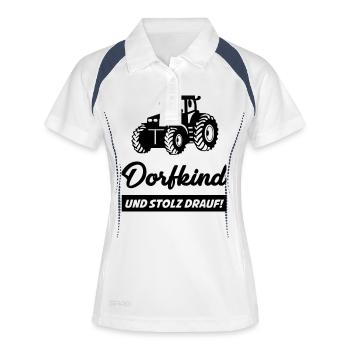 dorfkind_01 - Frauen Polo atmungsaktiv - Weiß/Navy - Vorne