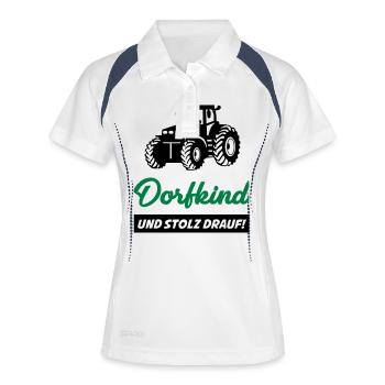 dorfkind_02 - Frauen Polo atmungsaktiv - Weiß/Navy - Vorne