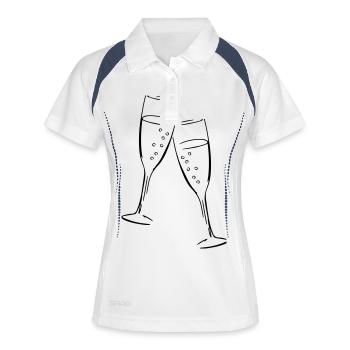 sekt design glasses - Frauen Polo atmungsaktiv - Weiß/Navy - Vorne