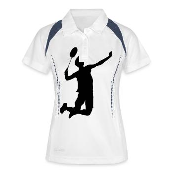 badminton sport - Frauen Polo atmungsaktiv - Weiß/Navy - Vorne