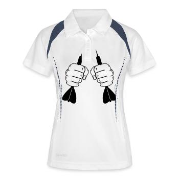 dart_faeuste_001 - Frauen Polo atmungsaktiv - Weiß/Navy - Vorne