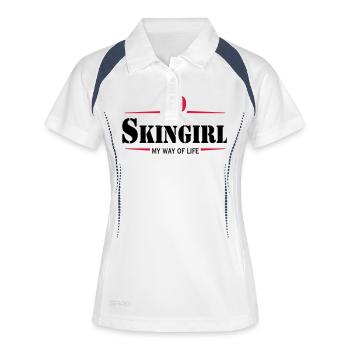 Working Class Skingirl Oi! Antiracist Bootgirl My - Frauen Polo atmungsaktiv - Weiß/Navy - Vorne