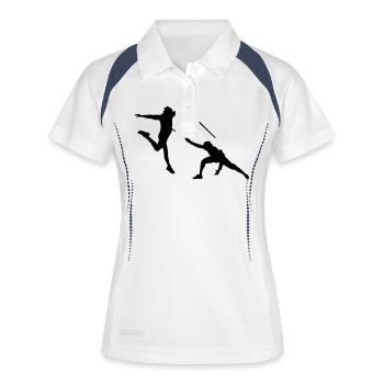 Fechten - Frauen Polo atmungsaktiv - Weiß/Navy - Vorne