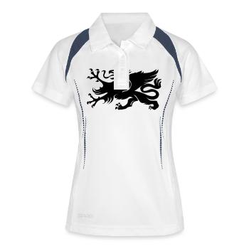 Wappen Rostock Greif - Frauen Polo atmungsaktiv - Weiß/Navy - Vorne