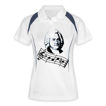 bach noten 2col - Frauen Polo atmungsaktiv - Weiß/Navy - Vorne