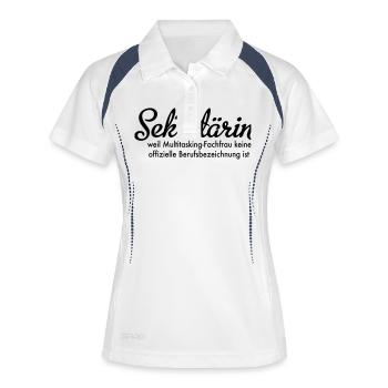 Sekretärin - Frauen Polo atmungsaktiv - Weiß/Navy - Vorne