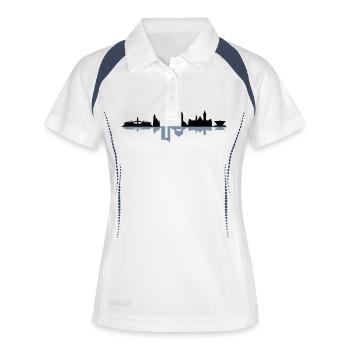 Skyline - Leipzig - Frauen Polo atmungsaktiv - Weiß/Navy - Vorne