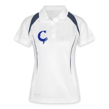 Logo de la baleine - Polo respirant Femme - blanc/marine - Devant