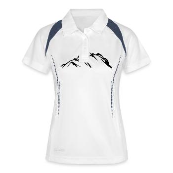 berge - Frauen Polo atmungsaktiv - Weiß/Navy - Vorne