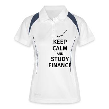 keep calm and study finance - Frauen Polo atmungsaktiv - Weiß/Navy - Vorne