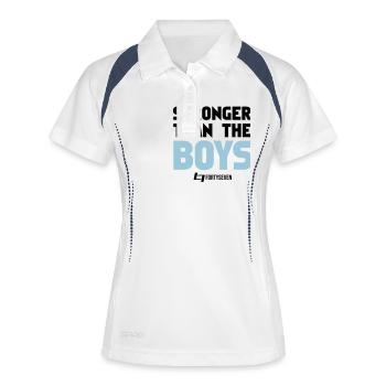 Stronger than the Boys - Frauen Polo atmungsaktiv - Weiß/Navy - Vorne