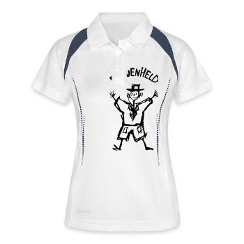 Kinderzeichnung Frauenheld - Frauen Polo atmungsaktiv - Weiß/Navy - Vorne