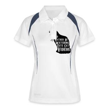 Je regarderais chat plus mignon vidéos - Polo respirant Femme - blanc/marine - Devant