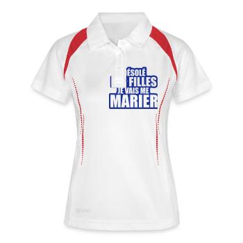 désolé les filles je vais me marier - Polo respirant Femme - blanc/marine - Devant