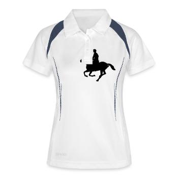 horse_riding_boy silhouette - Polo respirant Femme - blanc/marine - Devant