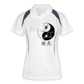 Kung Fu - Frauen Polo atmungsaktiv - Weiß/Navy - Vorne
