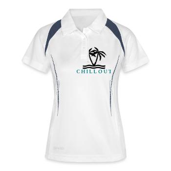chill_out_vec_2 de - Frauen Polo atmungsaktiv - Weiß/Navy - Vorne