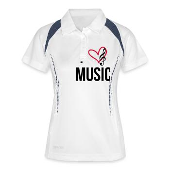 I Love Music - Polo respirant Femme - blanc/marine - Devant