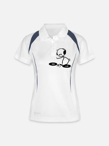 DJ Strichmännchen - Women's Polo breathable - white/navy