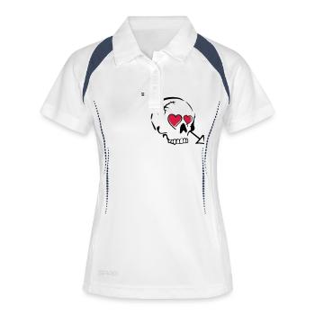 schädel pfeil herzen - Frauen Polo atmungsaktiv - Weiß/Navy - Vorne