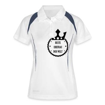 Ehe Hochzeit Liebe Paar Ehemann Frau Braut Love - Frauen Polo atmungsaktiv - Weiß/Navy - Vorne