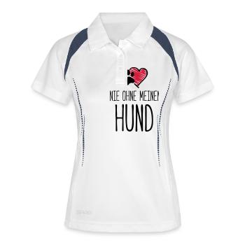 hund nie ohne herz - Frauen Polo atmungsaktiv - Weiß/Navy - Vorne