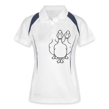 Crew Team süße Gänse - Frauen Polo atmungsaktiv - Weiß/Navy - Vorne