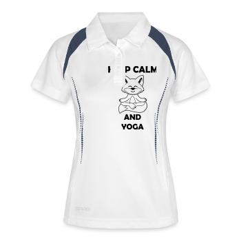 Yoga Renard Restez calme - Polo respirant Femme - blanc/marine - Devant