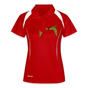 2 Hunde Nasen Berühren Team Zwei Freunde Crew Cool - Frauen Polo atmungsaktiv - Weiß/Navy - Vorne