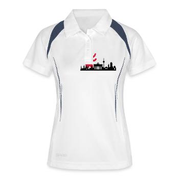 Skyline - Berlin Bär - Frauen Polo atmungsaktiv - Weiß/Navy - Vorne