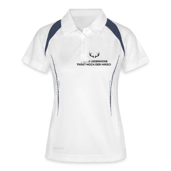 Lederhose - Frauen Polo atmungsaktiv - Weiß/Navy - Vorne
