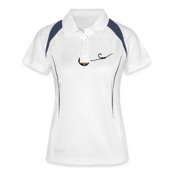 (haken_mit_boilie_2c) - Frauen Polo atmungsaktiv - Weiß/Navy - Vorne