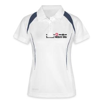 scheiss di net an - Frauen Polo atmungsaktiv - Weiß/Navy - Vorne